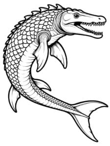 Mosasaurus Temel Çiz Boyama Sayfası İndir
