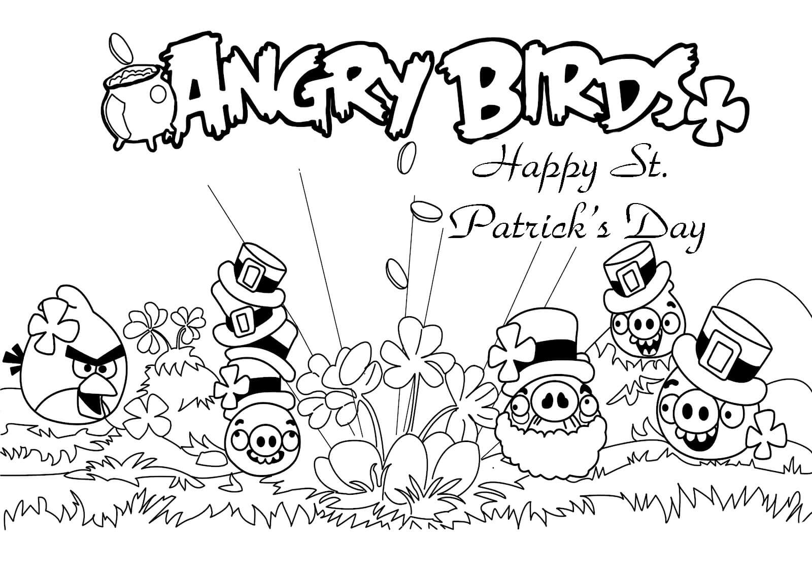 Aziz Patrick Günü Angry Birds Boyama Sayfası