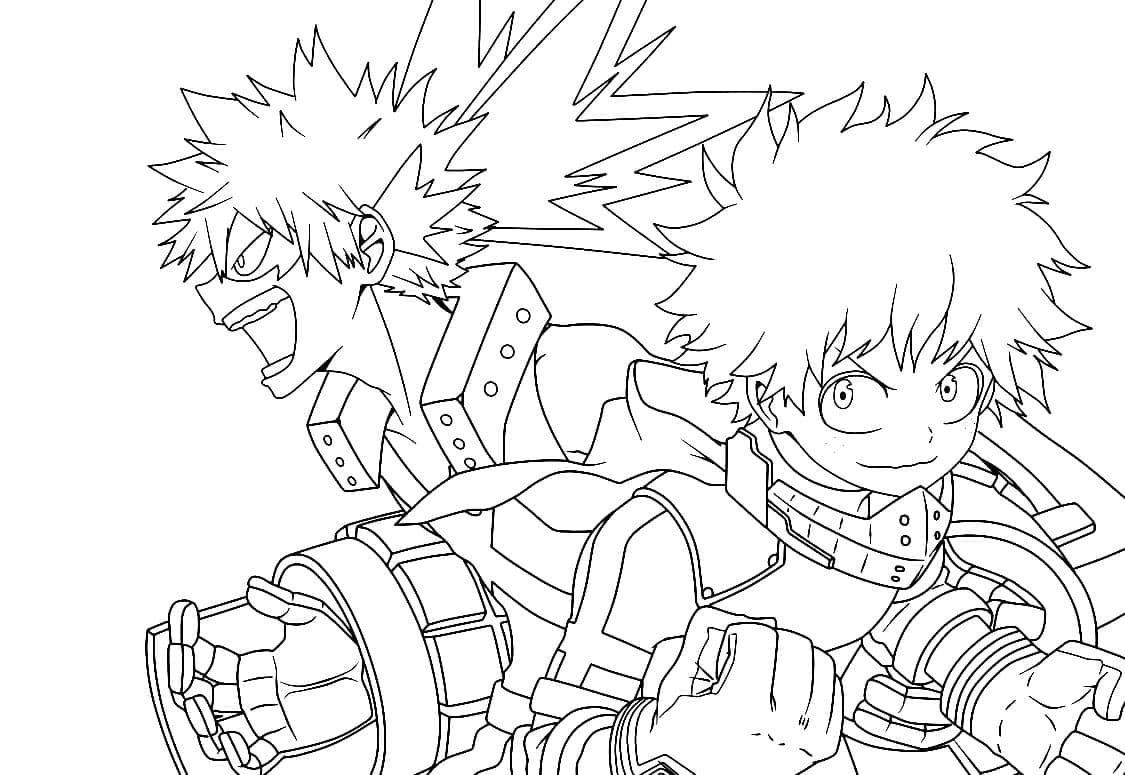 Bakugo ve Midoriya Boyama Sayfası