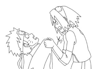 Naruto ile Kızgın Sakura Haruno Boyama Sayfası İndir