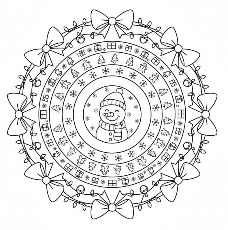 Kardan Adam Mandala Boyama Sayfası