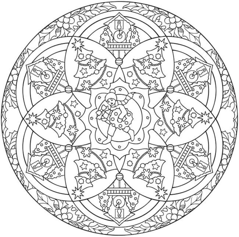 Kış Temalı Mandala Boyama Sayfası