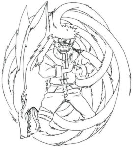 Öfkeli Küçük Naruto ve Dokuz Kuyruk Boyama Sayfası İndir