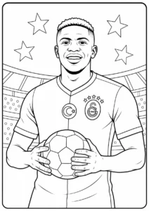 Osimhen Galatasaray Kafa Vuruşu Boyama Sayfası İndir