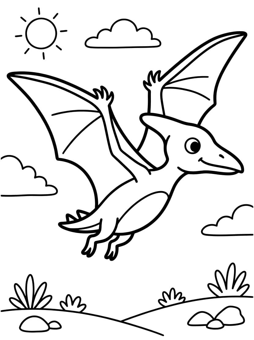 Pterodaktil Boyama Sayfası