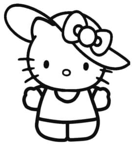 Şapkalı Hello Kitty Boyama Sayfası İndir