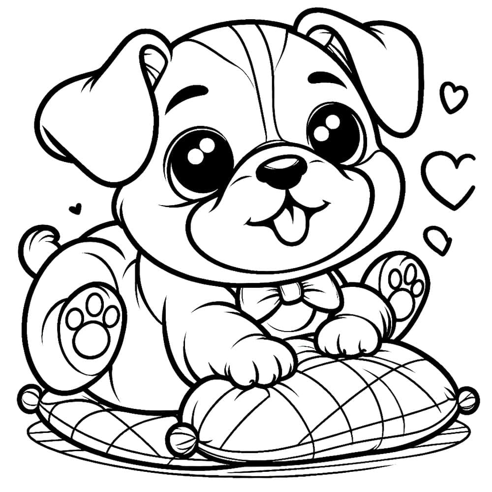 Yastıkta Yatan Bulldog Boyama Sayfası