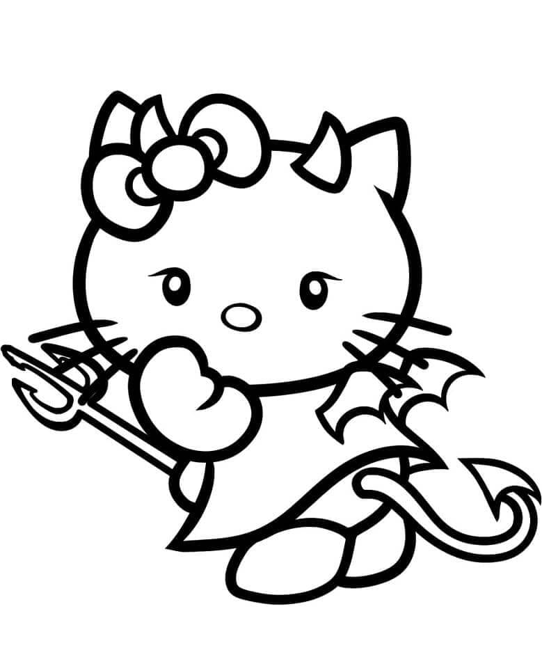 Boynuzlu Hello Kitty Boyama Sayfası