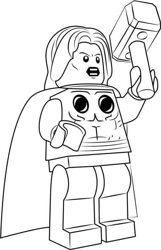 Lego Thor Çekiç Tutan Boyama Sayfası