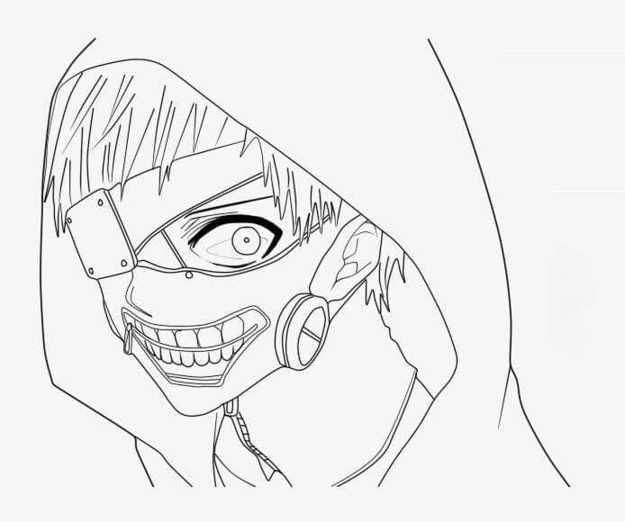 Kaneki Ken Maskeli Boyama Sayfası