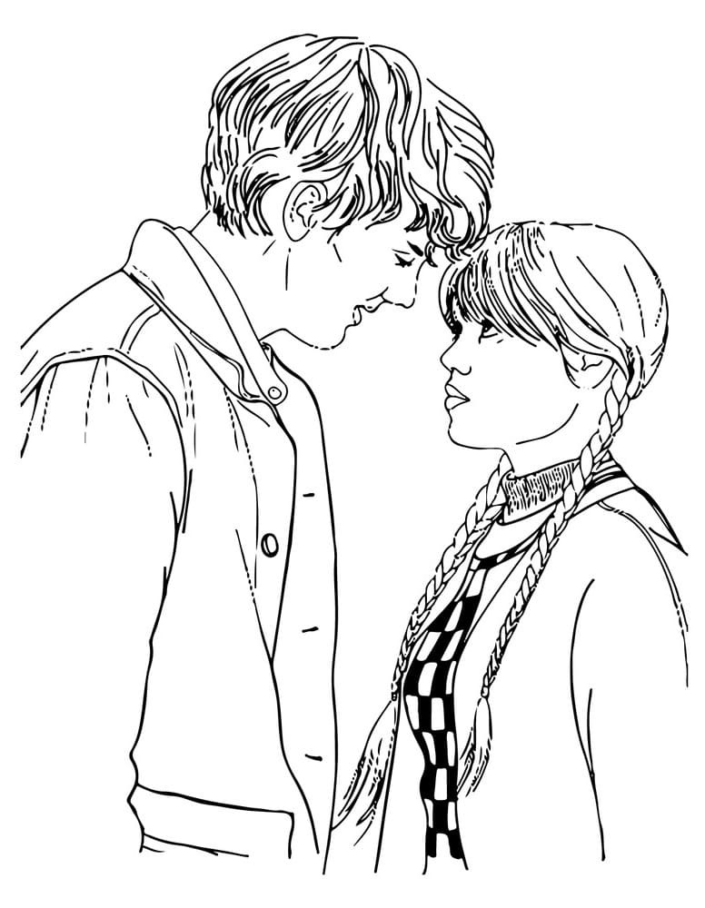Tyler Galpin ve Wednesday Addams Boyama Sayfası