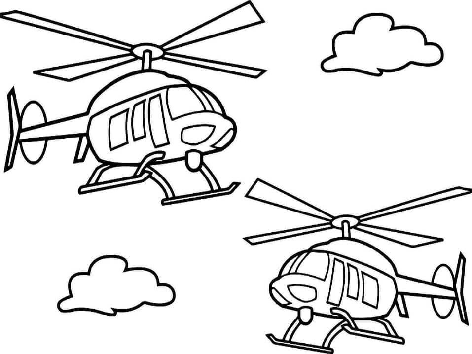 İki Helikopter Boyama Sayfası
