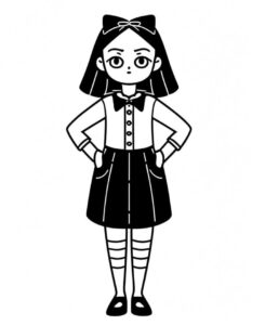 Küçük Wednesday Addams Boyama Sayfası İndir