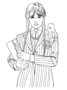 Wednesday Addams Okulda Boyama Sayfası İndir