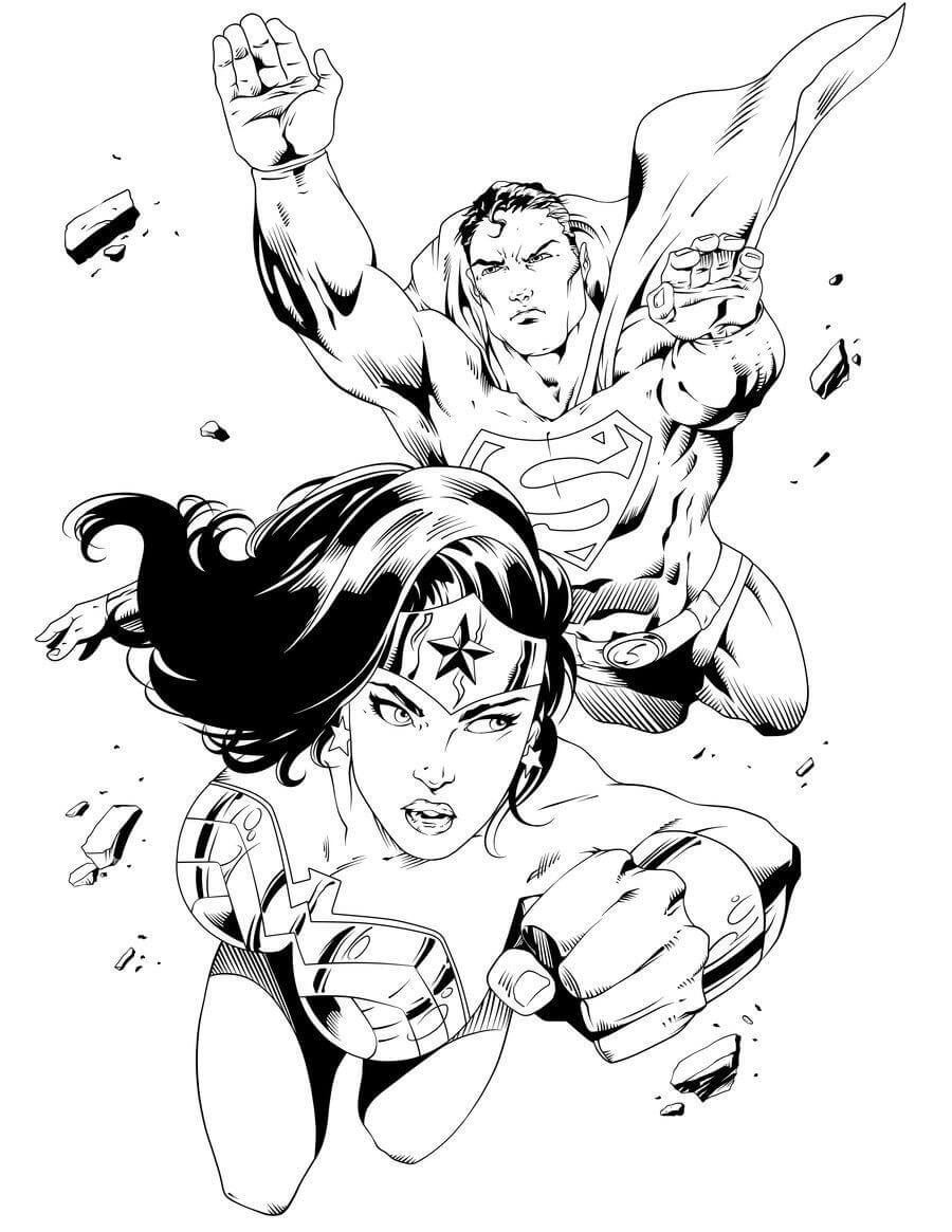 Superman ve Wonder Woman Boyama Sayfası