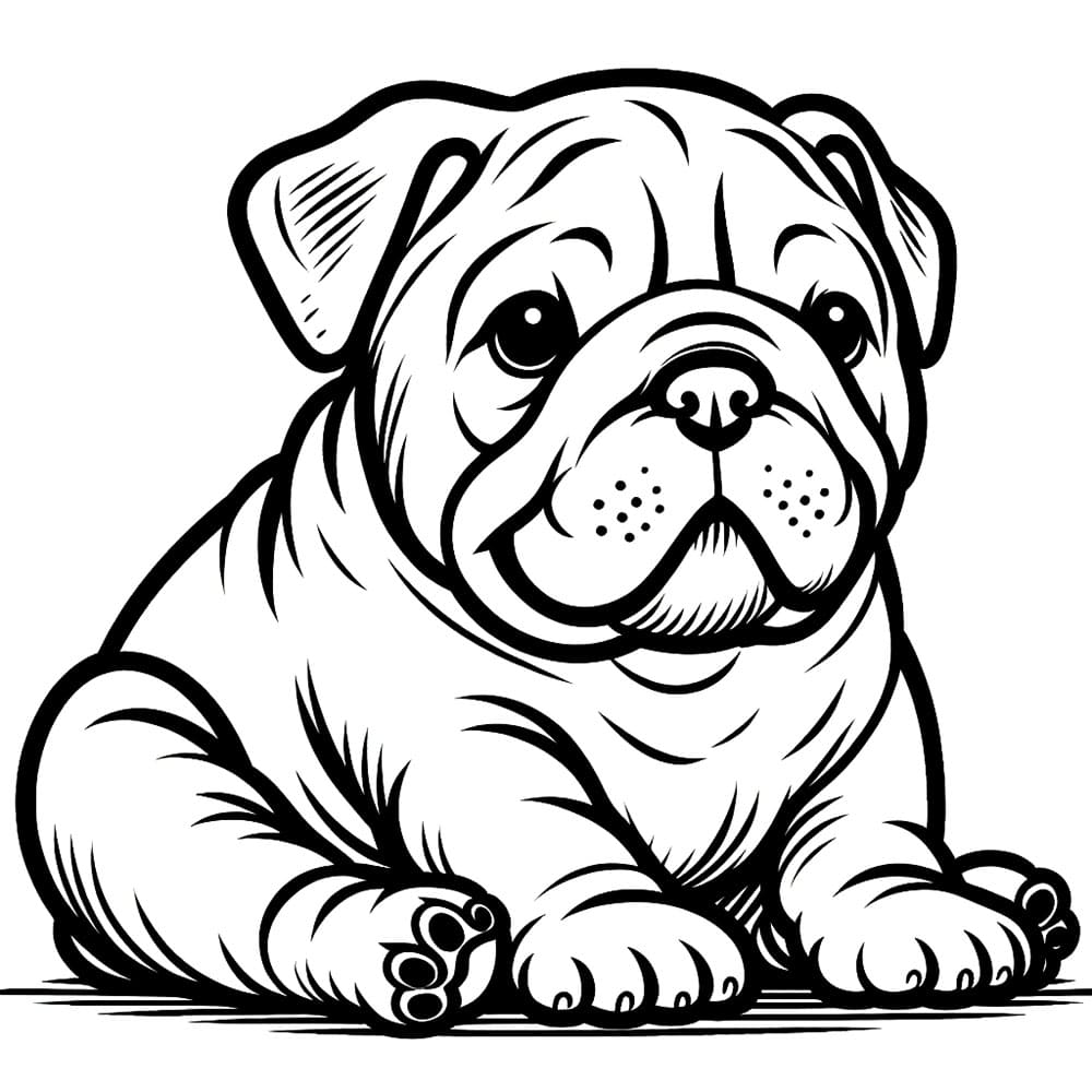 Oturan Köpek Yavrusu Boyama Sayfası