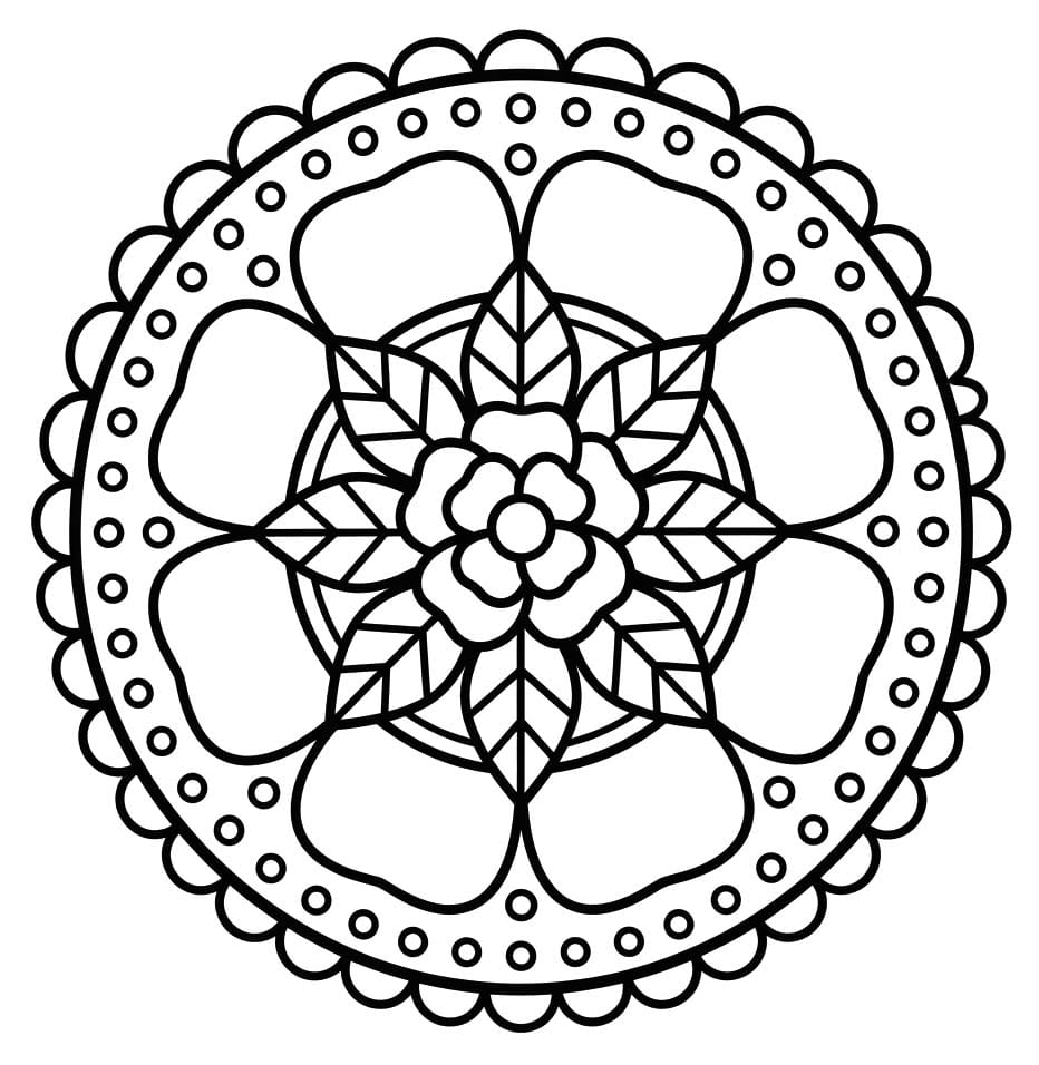 Çiçek Mandala Boyama Sayfası