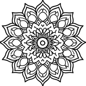 Yetiskinler İcin Basit Mandala Boyama Sayfası İndir
