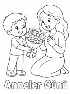 Anneler Günü Çizim Sayfası Boyama Sayfası İndir