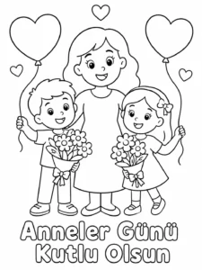 Anneler Günü Kutlaması Boyama Sayfası İndir