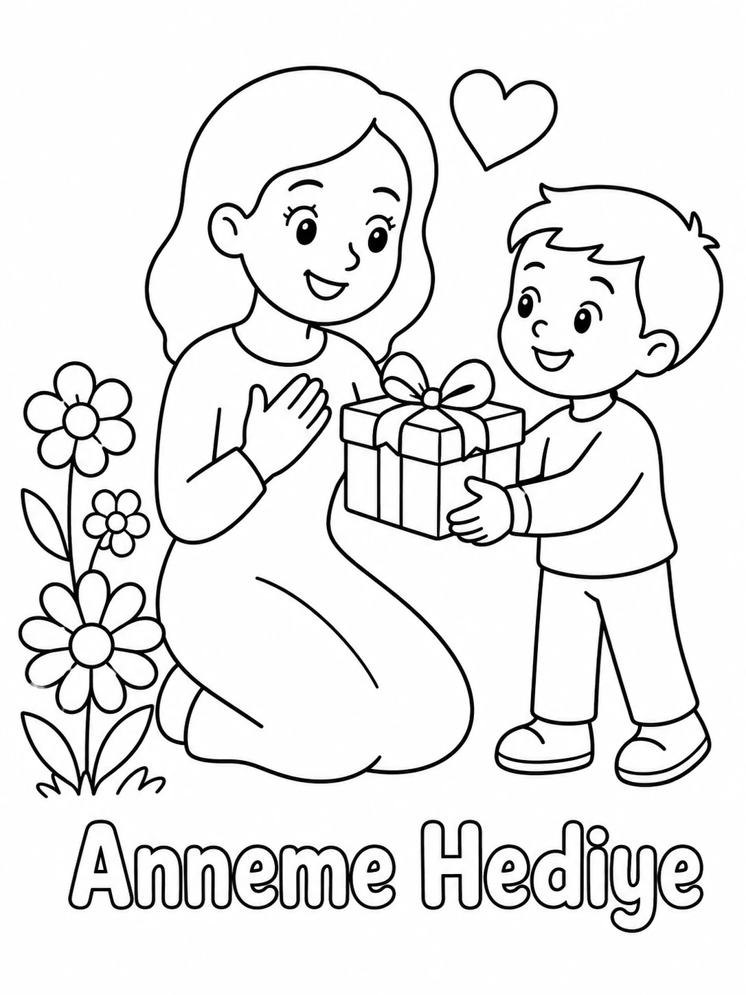 Anneme Hediye Boyama Sayfası
