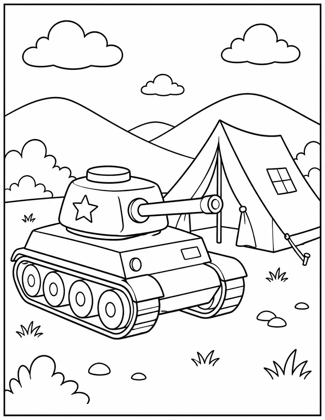 Tank ve Çadır Boyama Sayfası
