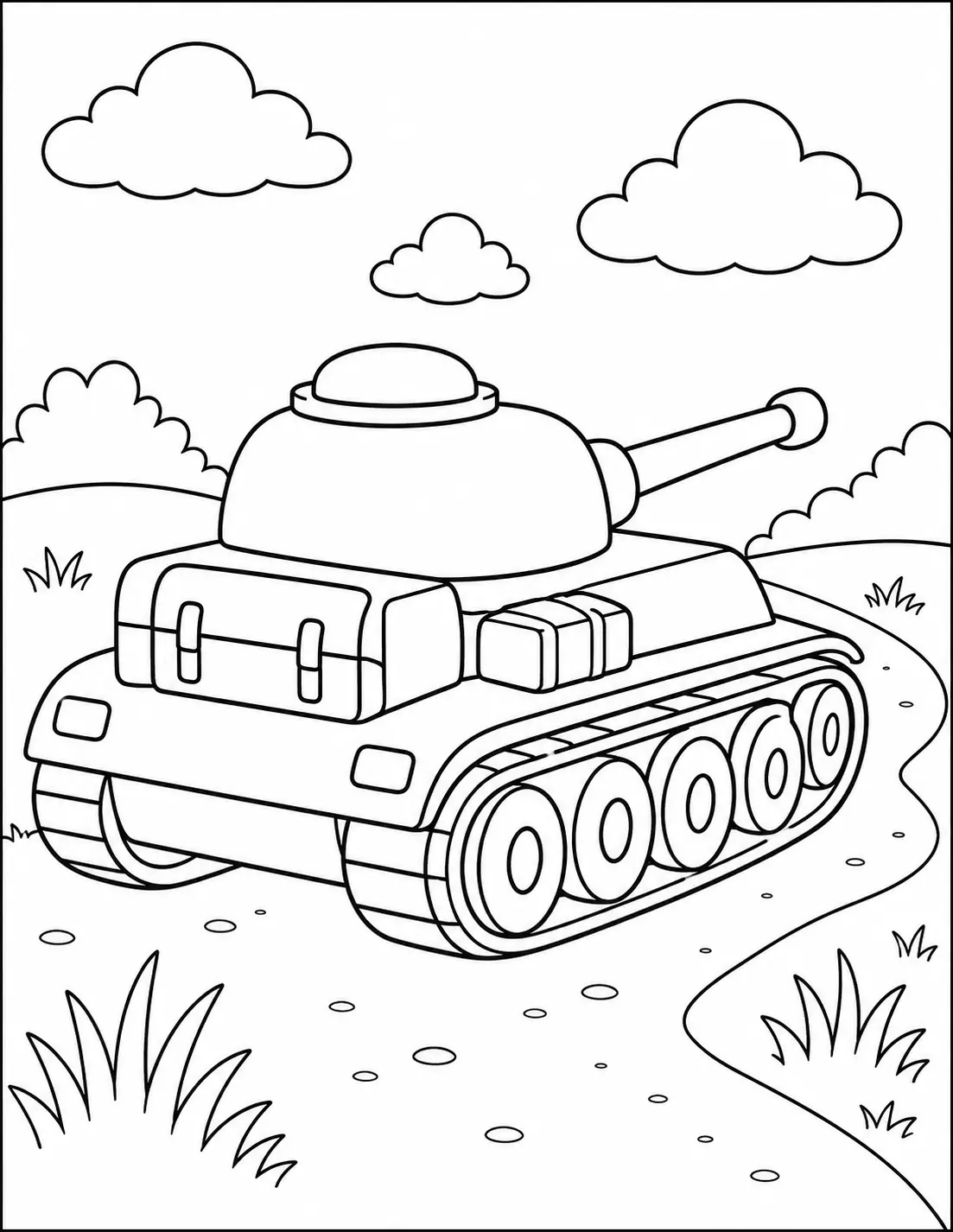 Tank ve Tepeler Boyama Sayfası