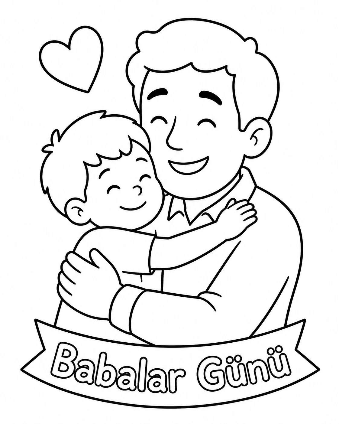 Babalar Günü Kucaklaşması Boyama Sayfası