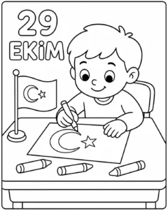 Baris Guvercini ve 29 Ekim Boyama Sayfası İndir