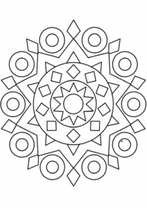 Geometrik Mandala Tasarımı Boyama Sayfası İndir