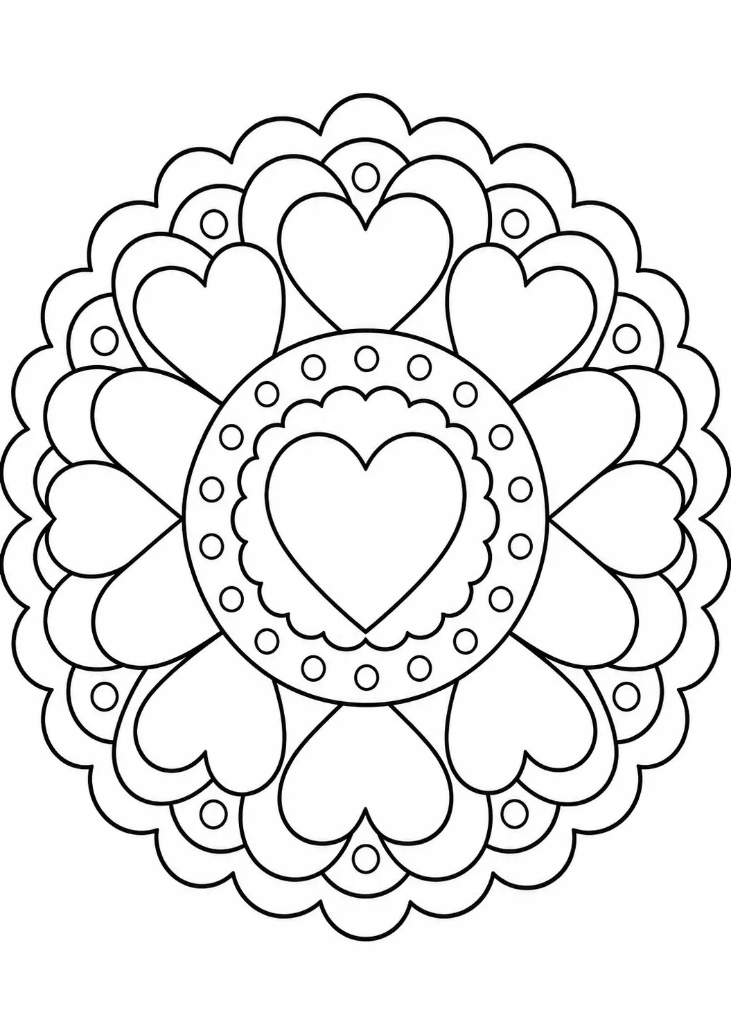 Kalp Mandala Boyama Sayfası