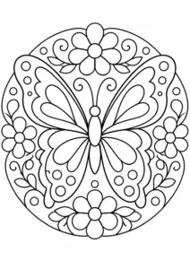 Keçiboynuzu ve Çiçekli Mandala Boyama Sayfası İndir