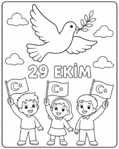 Okul Onunde 29 Ekim Boyama Sayfası İndir