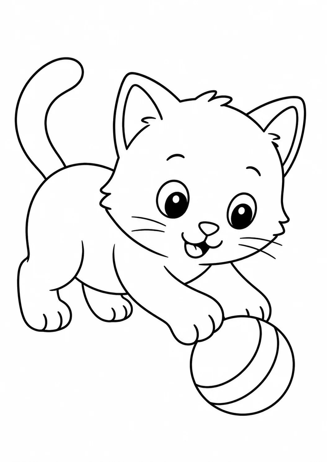Topla Oynayan Kedi Boyama Sayfası