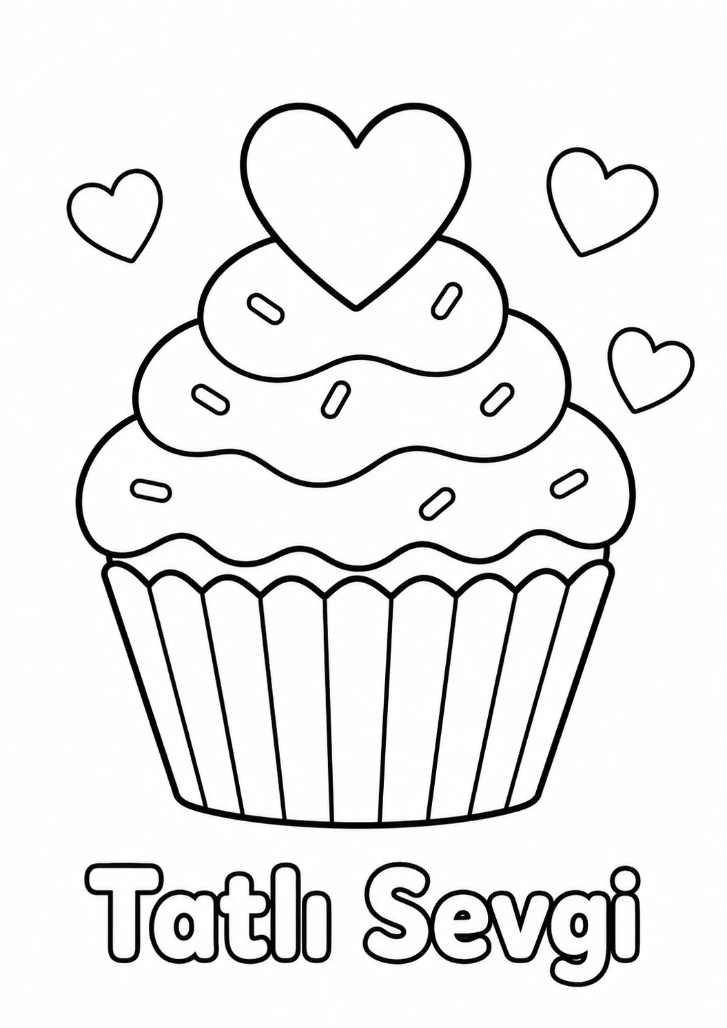 Sevgililer Günü Cupcake Boyama Sayfası