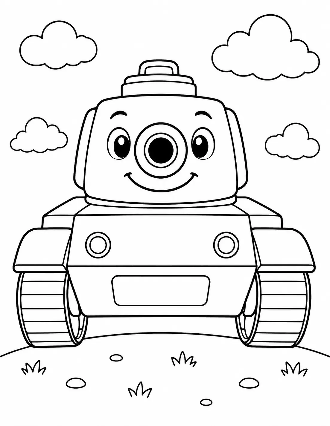 Gülen Yüzlü Tank Boyama Sayfası