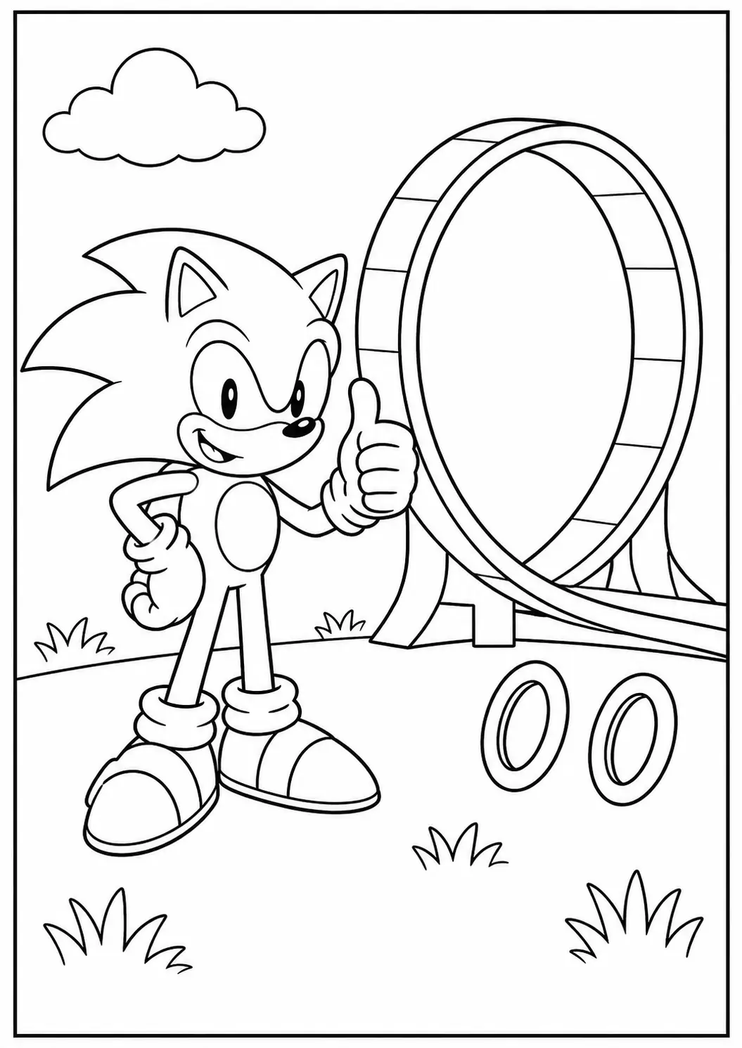 Sonic ve Dev Yuvarlak Pist Boyama Sayfası