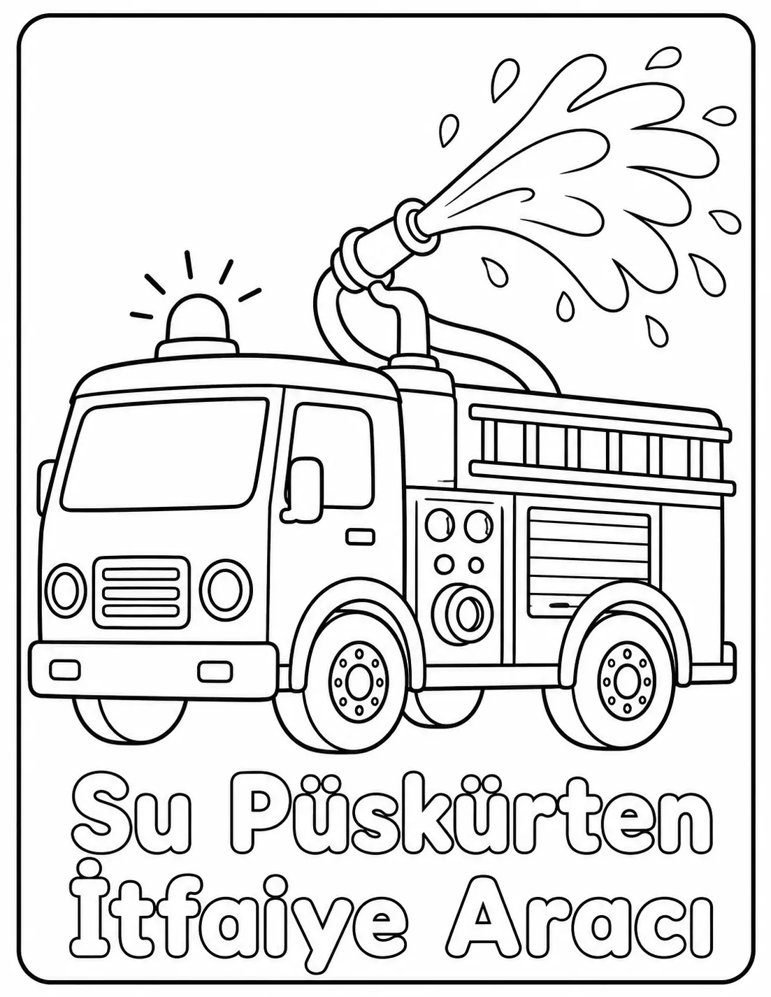 Su Püskürten İtfaiye Aracı Boyama Sayfası