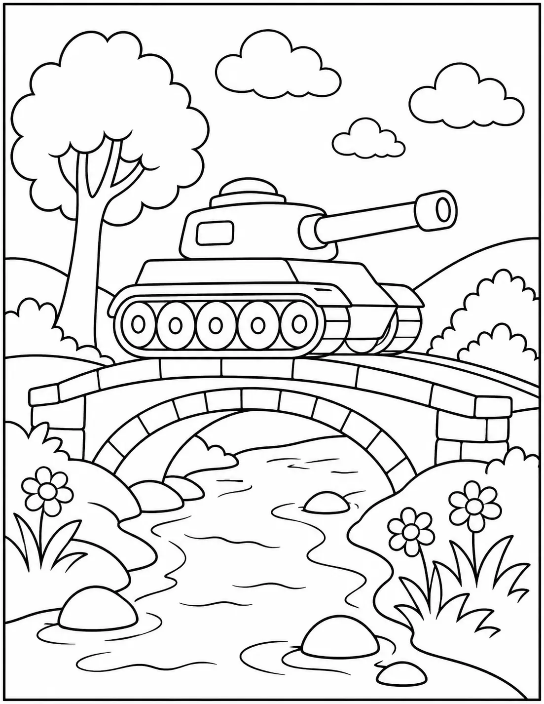 Köprüdeki Tank Boyama Sayfası