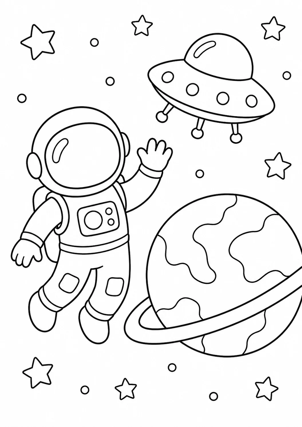 Astronot ve Ufo Boyama Sayfası