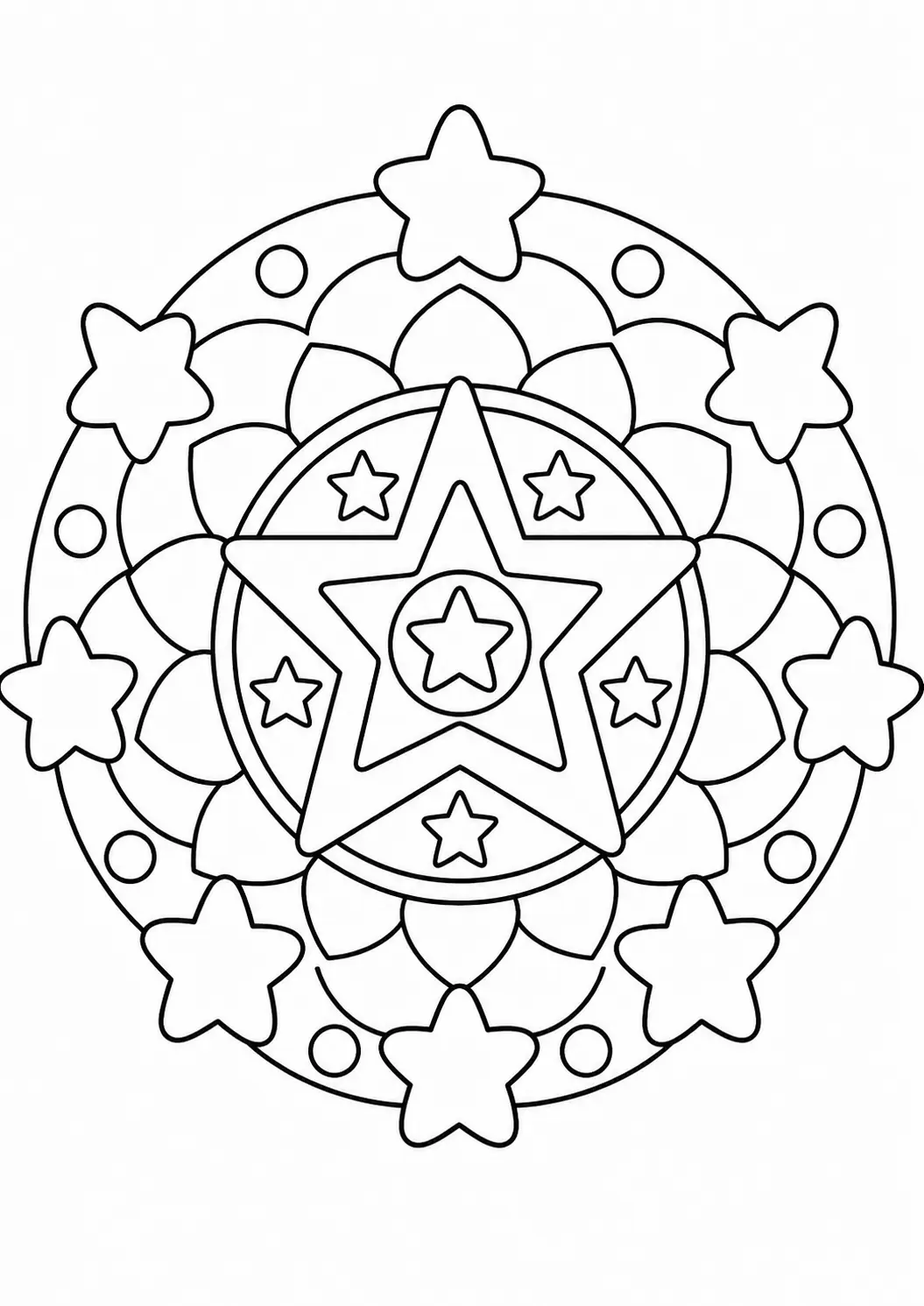 Yıldızlı Mandala Boyama Sayfası