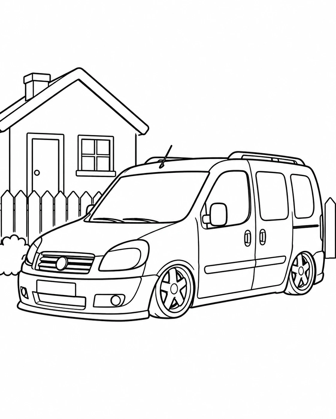 Modifiyeli Minibüs ve Ev Boyama Sayfası