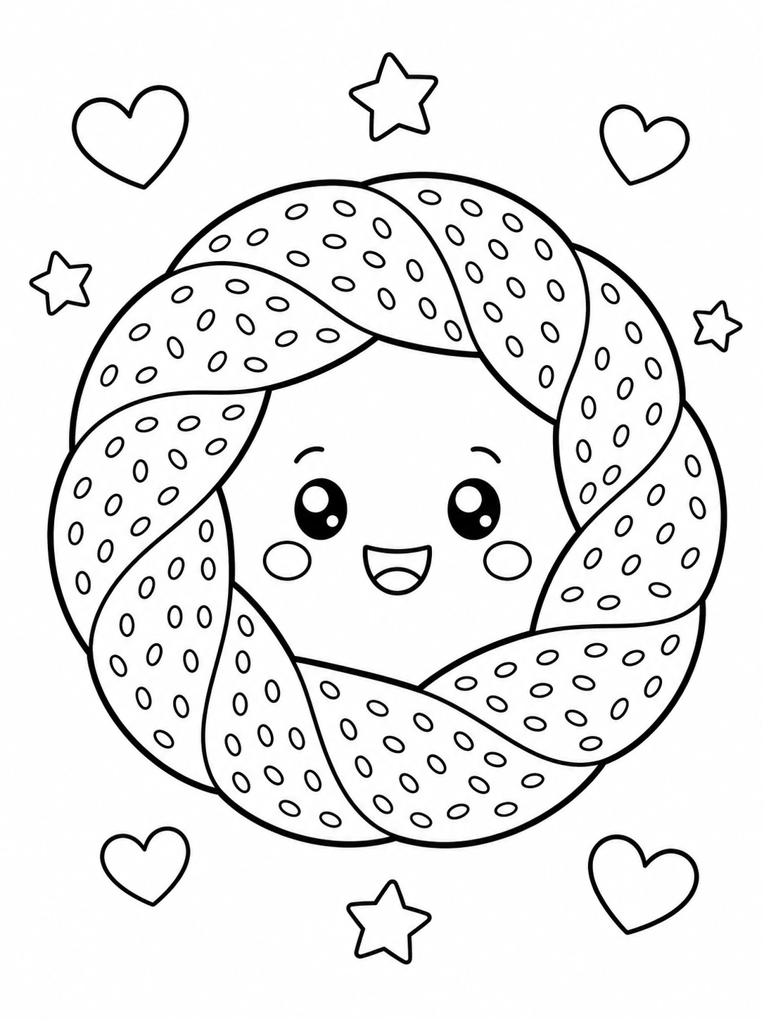Kawaii Örgülü Patates Boyama Sayfası