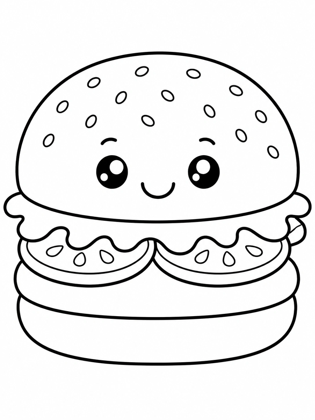 Sevimli Hamburger Boyama Sayfası