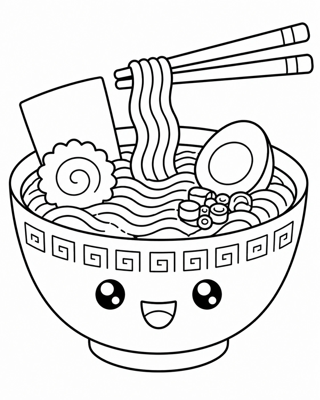 Kawaii Ramen Kasesi Boyama Sayfası