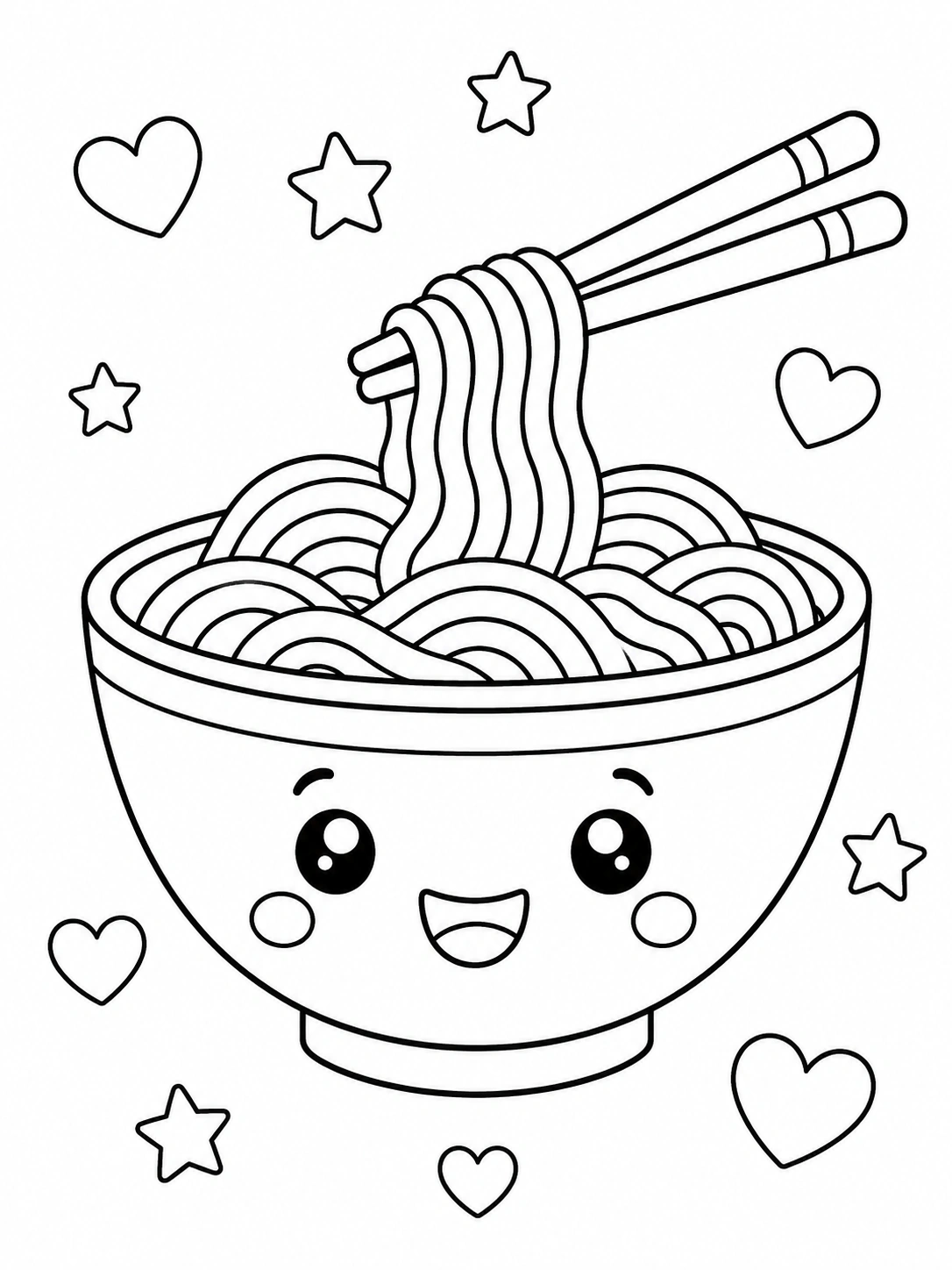 Kawaii Erişte Kasesi Boyama Sayfası