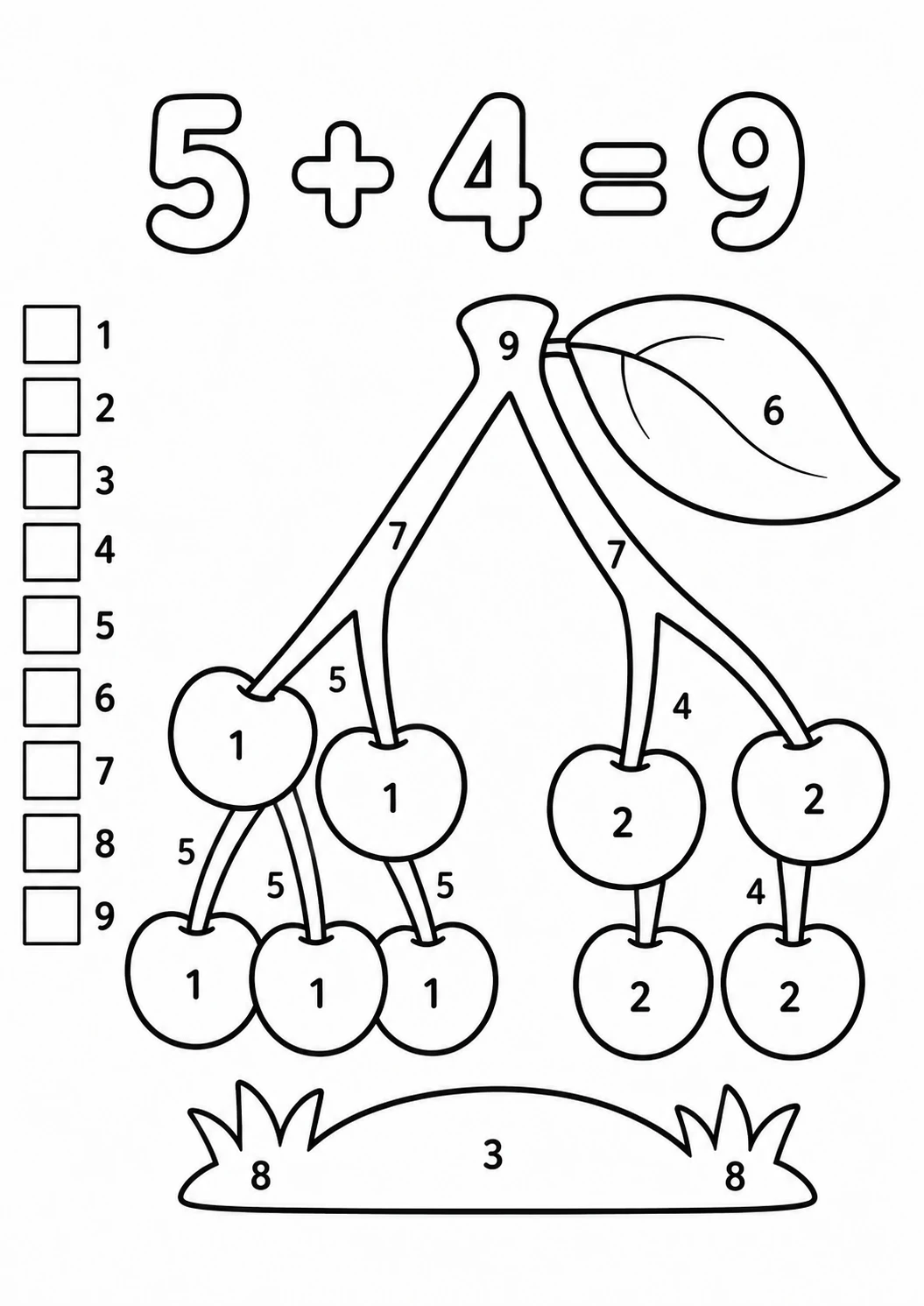 Kiraz ve Matematik Boyama Sayfası