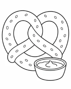 Sade Pretzel ve Sos Kasesi Boyama Sayfası İndir