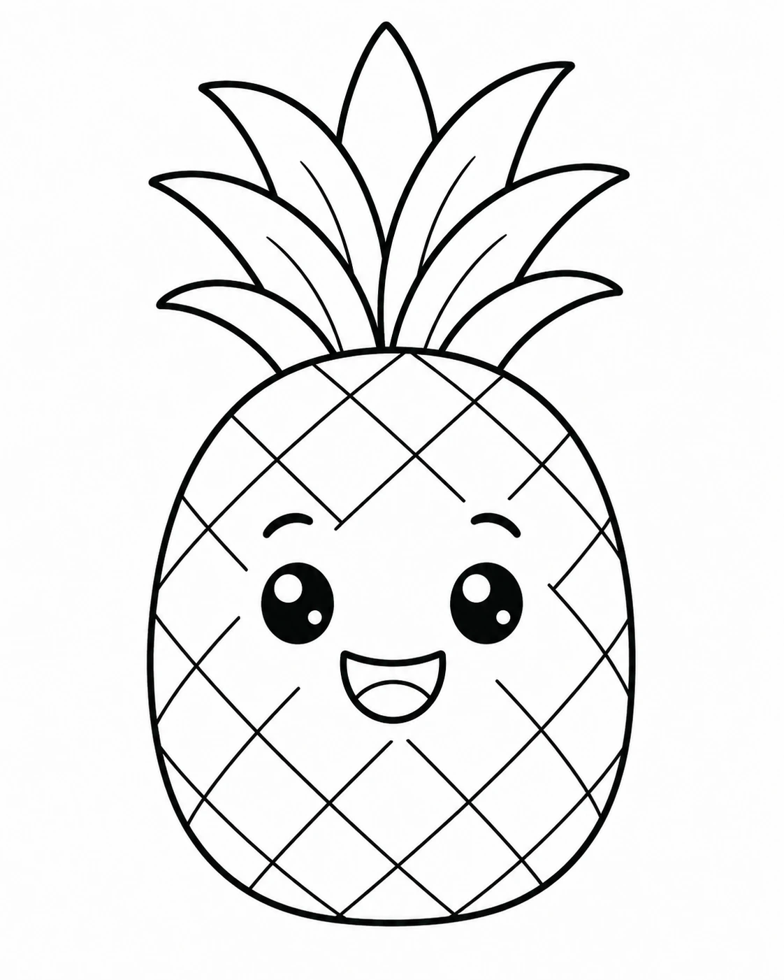 Gülümseyen Ananas Boyama Sayfası