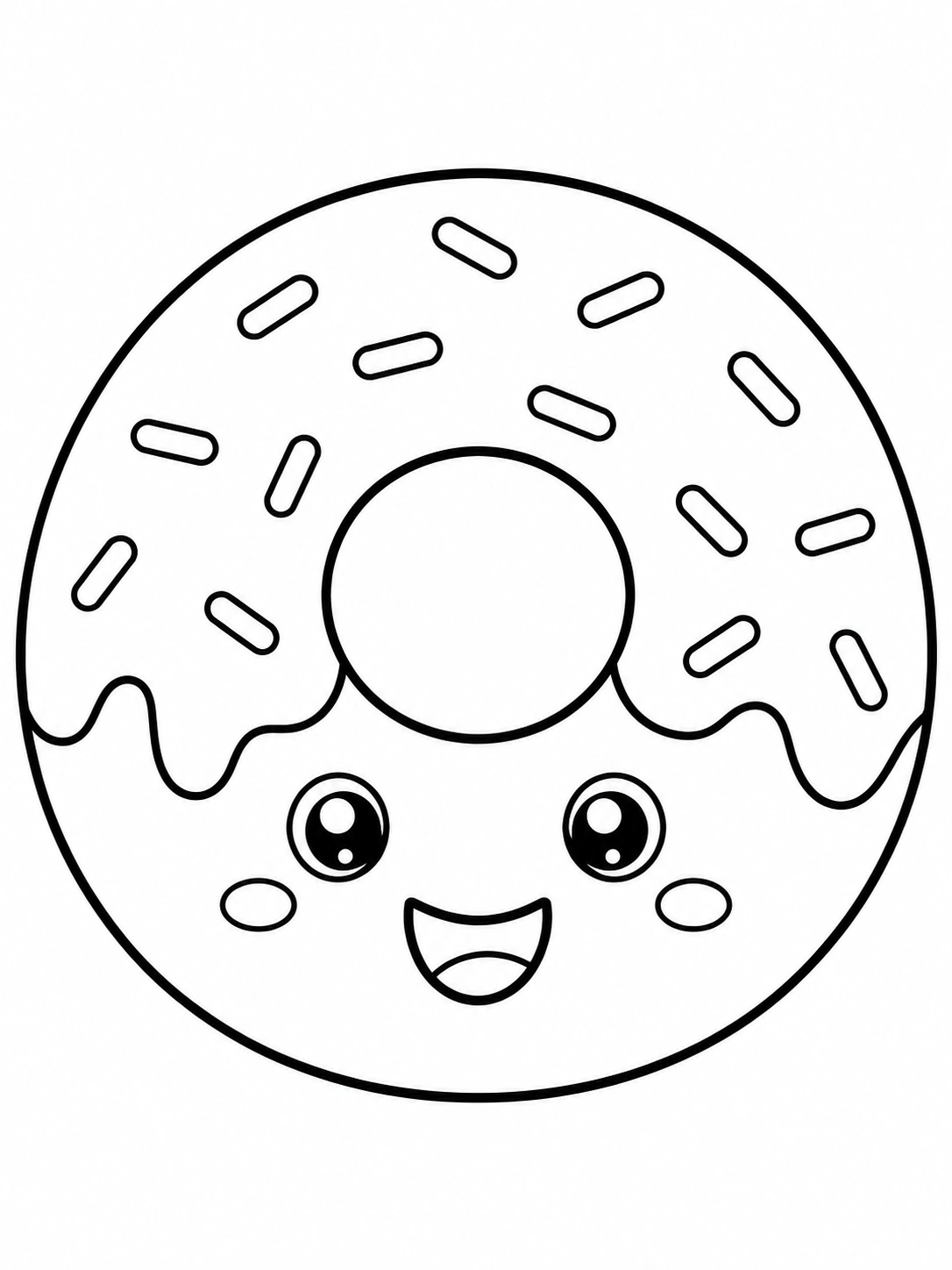 Gülümseyen Donut Boyama Sayfası